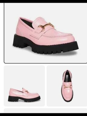 Steve Madden Lando Pink Leather Loafer Shoes Women's Size 39 (LAND05S1)
